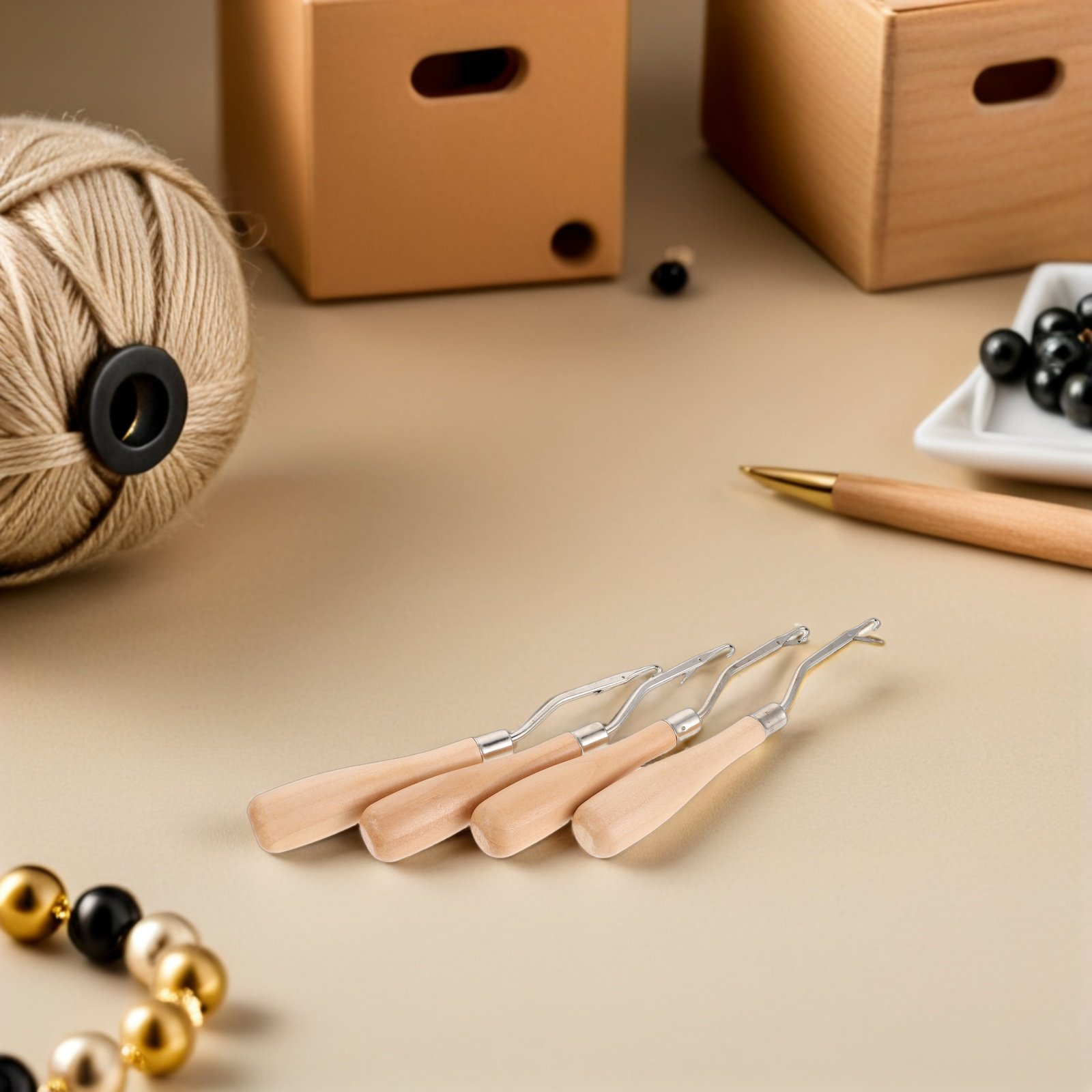 Wooden Crochet Hooks Ergonomic Handle - 4Pcs Crochet Hooks Ergonomic Wood Handle