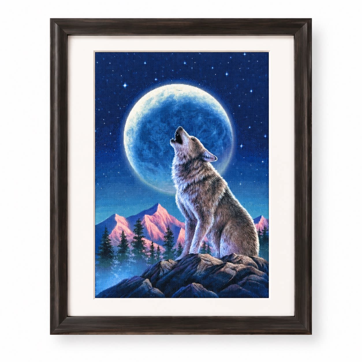 [ZZ9252-Lone Wolf Under the Mo - Cross Stitch Stamped Kits Beginners ulasan dan harga