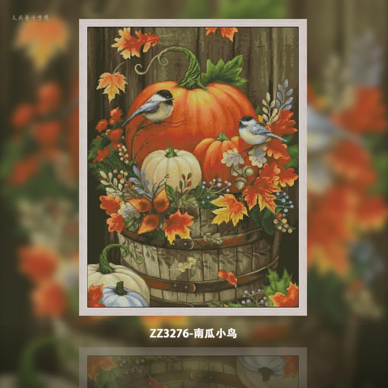 [ZZ3276-Pumpkin Bird] | Beginn - Cross Stitch Stamped Kits Beginners ulasan dan harga