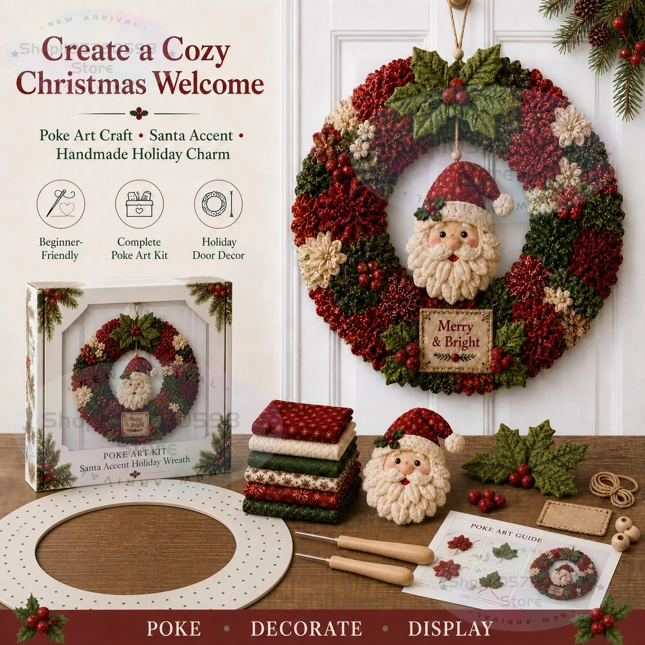 3D Fabric Poke Wreath DIY Kit, - Sewing ulasan dan harga