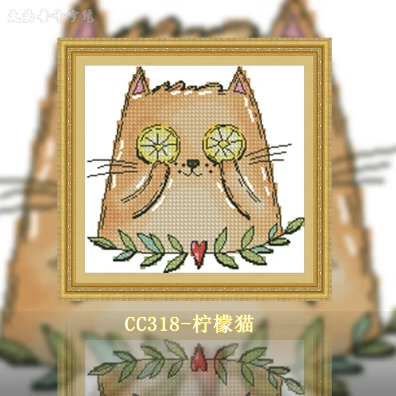 [CC318-Lemon Cat] | Beginner D - Cross Stitch Stamped Kits Beginners ulasan dan harga
