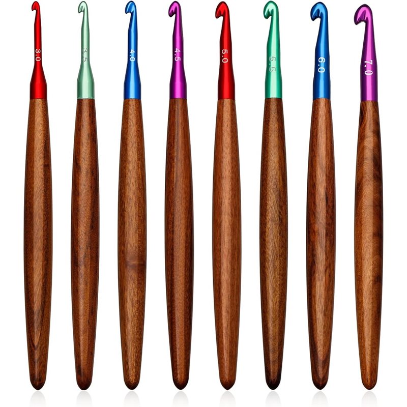 AB34-Aluminum Crochet Hooks Wi - Wooden Crochet Hooks Ergonomic Handle ulasan dan harga