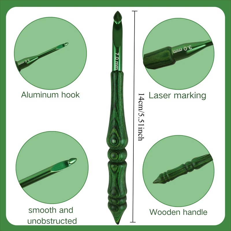 8Pcs 3.0-7.0mm Crochet Hook Se - Wooden Crochet Hooks Ergonomic Handle ulasan dan harga