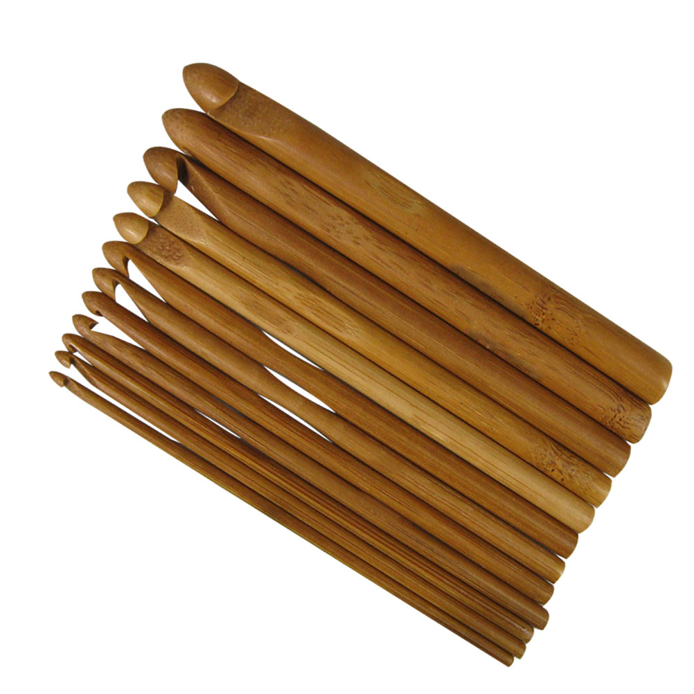 12Pcs Wood Knitting Needles Se - Wooden Crochet Hooks Ergonomic Handle ulasan dan harga